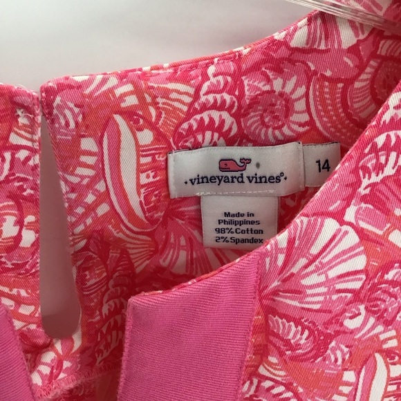 Vineyard Vines Girls Shell Print Tunic Summer Dress Beach Resort Pink Size 14 - Picture 4 of 7
